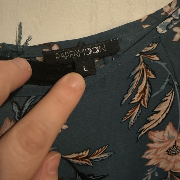 Papermoon Floral Teal and Pink Blouse - Picture 2 of 4